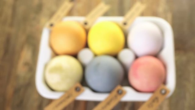 Easter eggs painted with natural egg dye from fruits and vegetables