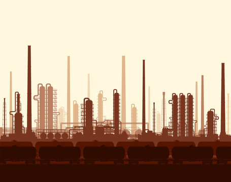 Oil And Gas Refinery At Sunset