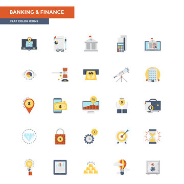 Flat Color Icons- Banking and Finance