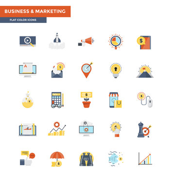 Flat Color Icons- Business and Marketing