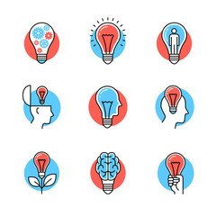 Collection of creative idea light bulb metaphors