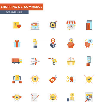 Flat Color Icons- Shopping and Ecommerce
