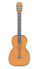 Naklejka premium 2d cartoon illustration of acoustic guitar