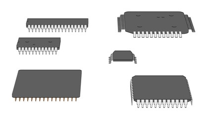 2d cartoon illustraion of computer chips