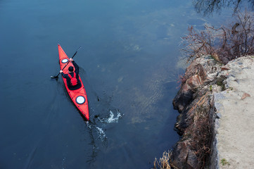 kayaking on the river, rear view02