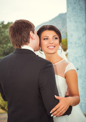 Wedding shot of bride and groom
