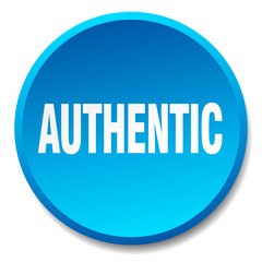 authentic blue round flat isolated push button