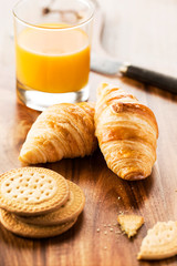 Healthy breakfast on wooden board
