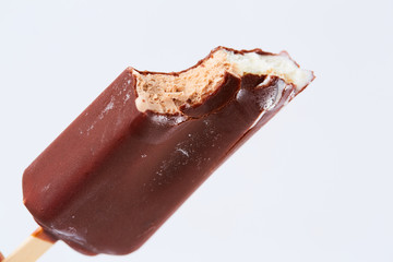 ice cream with chocolate glaze