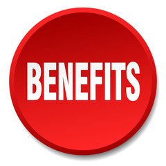 benefits red round flat isolated push button