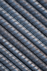 Closeup steel rebar used in construction concrete , Shooting for background or texture