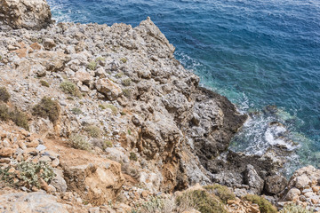 Beautiful Deep blue sea and rocks in Greece