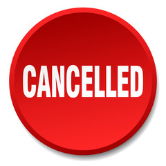 cancelled red round flat isolated push button