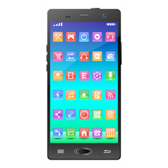 Touchscreen Smartphone with Application Icons.