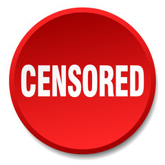 censored red round flat isolated push button