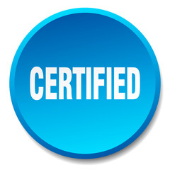 certified blue round flat isolated push button
