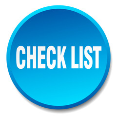 check list blue round flat isolated push button