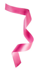 pink ribbon curled isolated on white. celebration design element