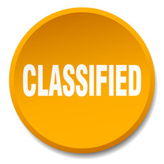 classified orange round flat isolated push button
