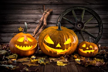 Deurstickers Halloween pumpkin head jack lantern © Alexander Raths