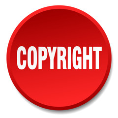 copyright red round flat isolated push button