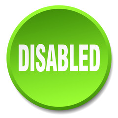 disabled green round flat isolated push button