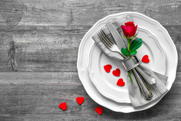 Valentines day table place setting
