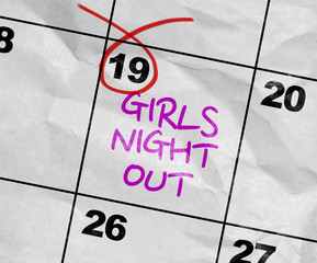 Concept image of a Calendar with the text: Girls Night Out