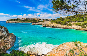 Idyllic view cove seaside Majorca Cala Anguila