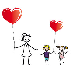 Mutter mit Sohn und Tochter
