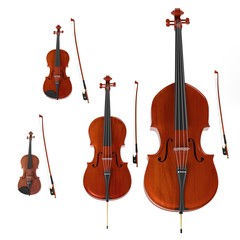 3d rendering of string musical instruments © bescec