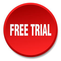 free trial red round flat isolated push button