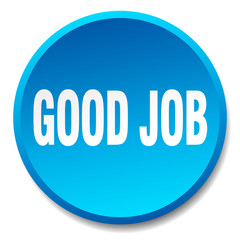 good job blue round flat isolated push button
