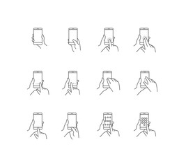 Phone Touch Screen Gestures Icon Set - obrazy, fototapety, plakaty