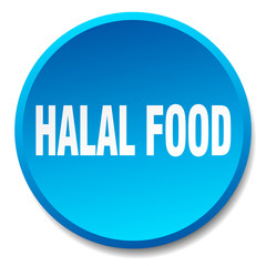 halal food blue round flat isolated push button