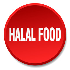 halal food red round flat isolated push button