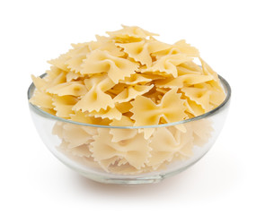 Bow tie pasta isolated on white background with clipping path