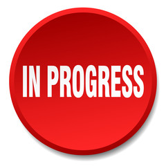in progress red round flat isolated push button