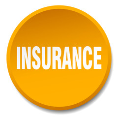insurance orange round flat isolated push button