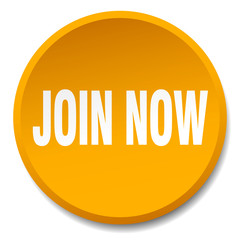 join now orange round flat isolated push button