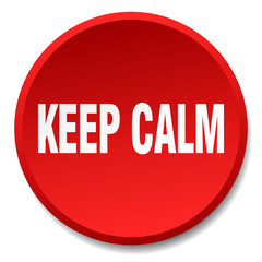 keep calm red round flat isolated push button