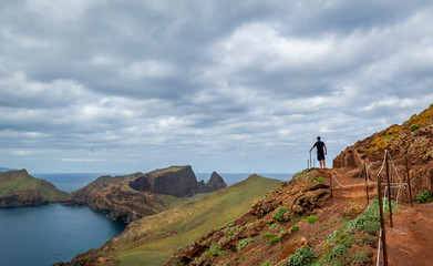 Men hiking at the mountains of Madeira