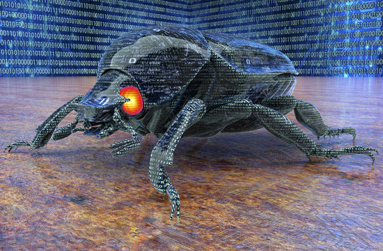 digital safety concept computer bug in electronic environment, 3