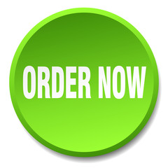 order now green round flat isolated push button