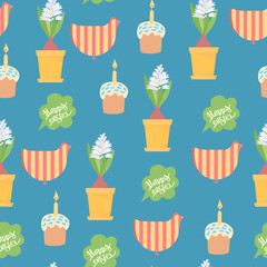 Pattern for Easter on blue background