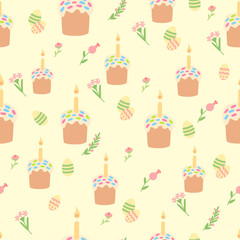 Pattern in pastel colors on a yellow background