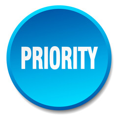 priority blue round flat isolated push button