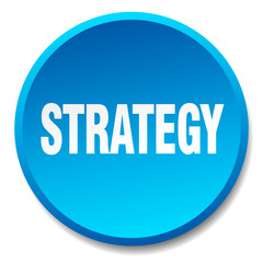 strategy blue round flat isolated push button