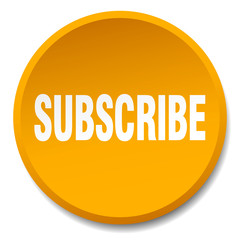 subscribe orange round flat isolated push button