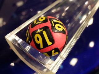 Image of lottery balls during extraction of the winning numbers.